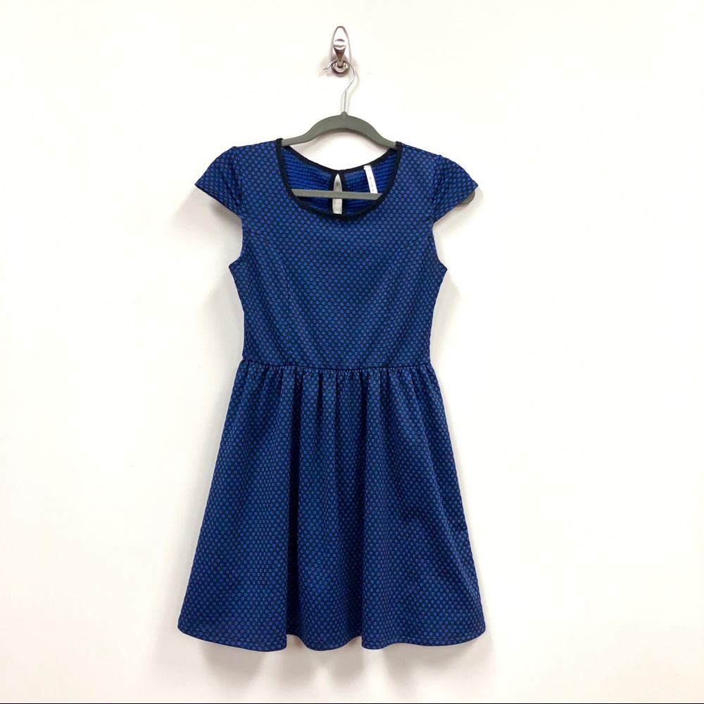 Ripe Blue and Black Key Hole Back Day Dress